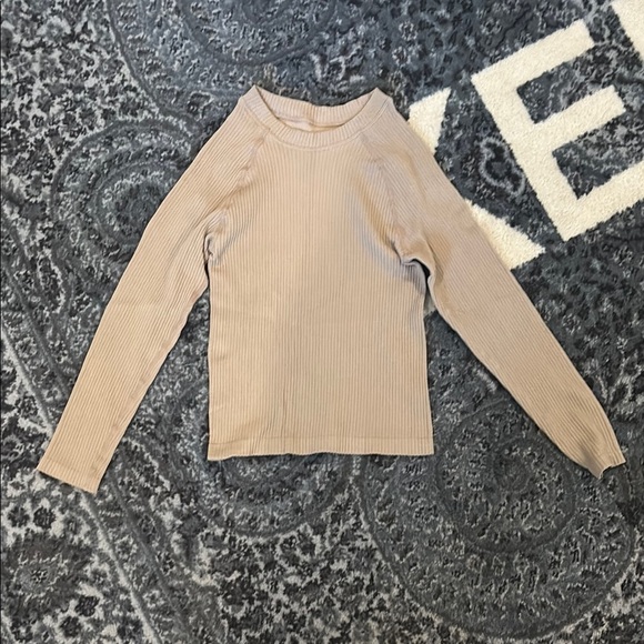 Aura Tops - Aura Taupe Ribbed Long Sleeve Bodysuit
